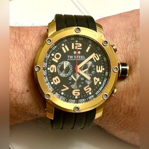 TW Steel Rose Gold Chronograph Black Dial Watch